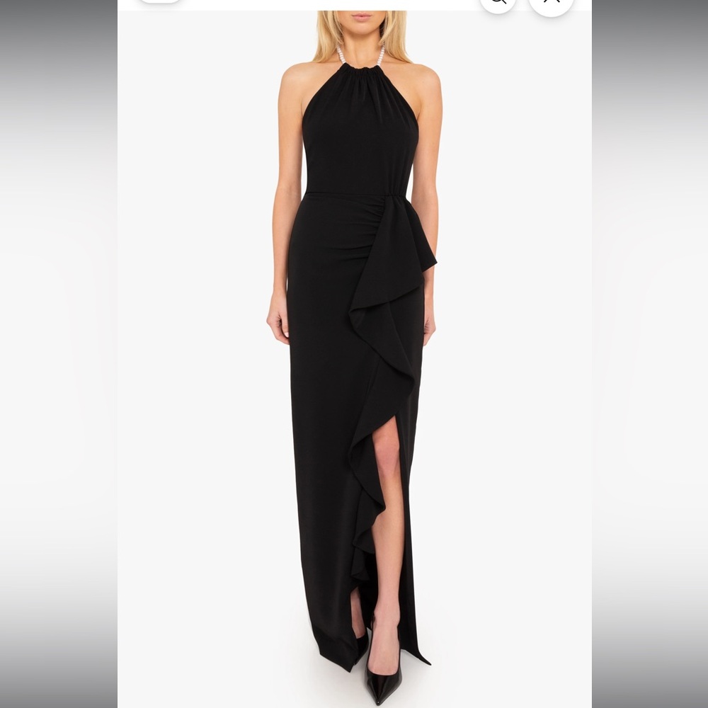 Black Halo Black Halter gown 4Petite